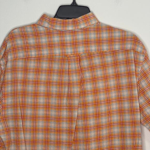 Men's' size large casual button down shirt untucked tucked in orange cream Izod - Picture 5 of 15
